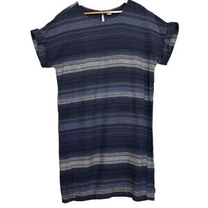 Old Navy Womens Striped Linen Dress‎ Size M Nautical Casual Beach Coastal Navy